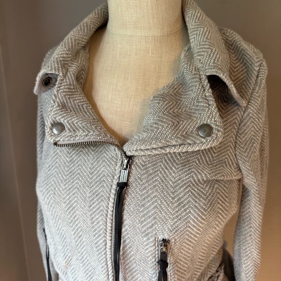 Diesel Women’s Chevron Light Gray Racer Moto Cotton Knit Jacket Size XS - Picture 4 of 8